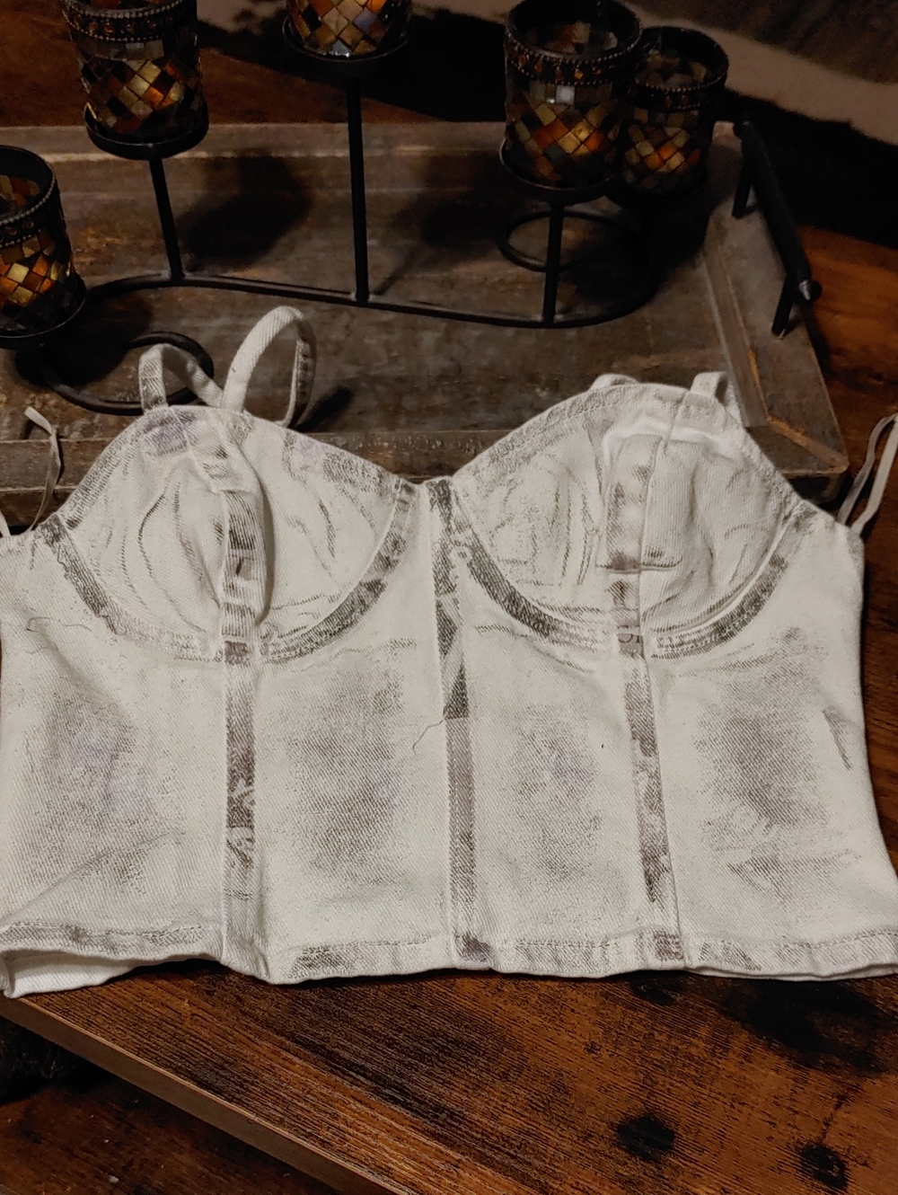 Forever 21 Small White/grey Grunge bralette